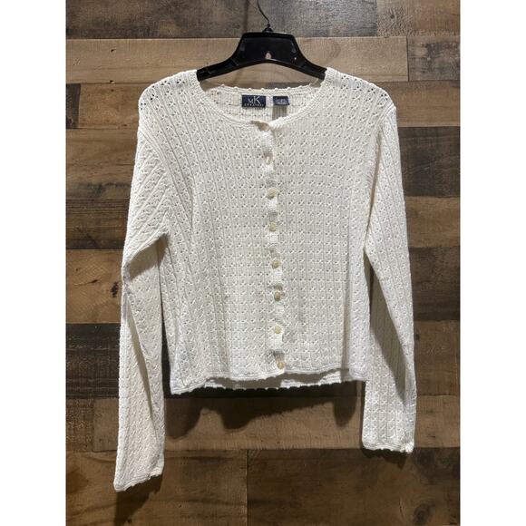 Michael Kors White Button-Up Sweater – 45% Cotton – Size Medium – Used - Picture 5 of 8